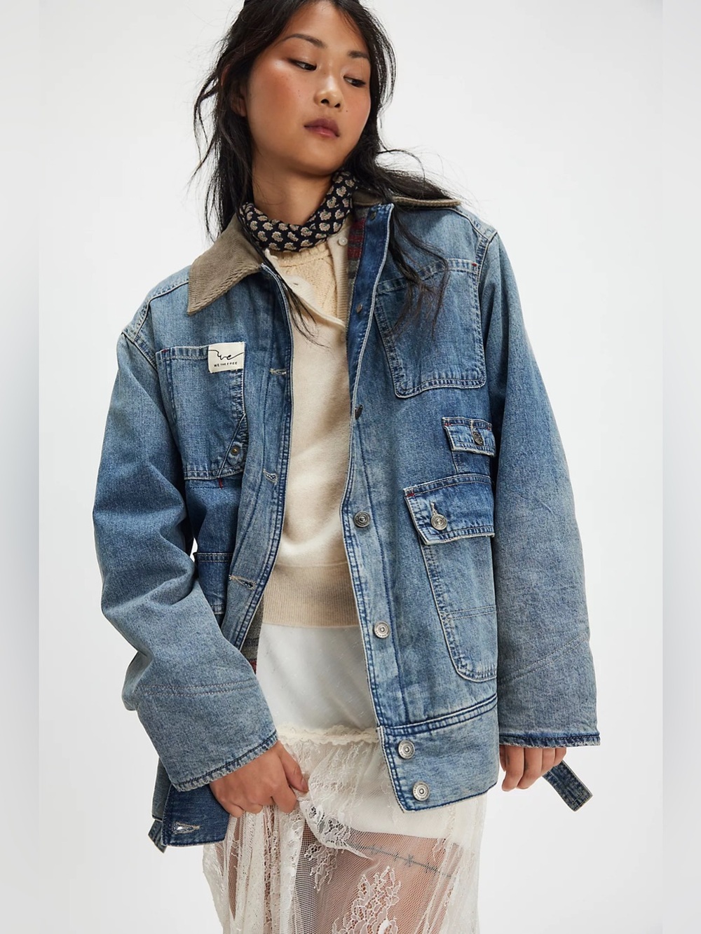 Free People Sweet Walk Denim Barn Coat, NWT, Size M